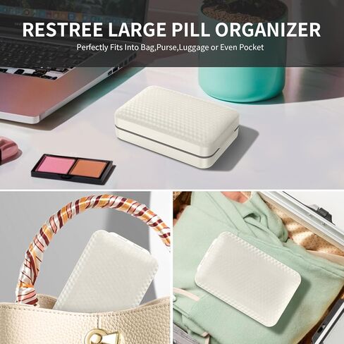 Daily Pill Organizer, 8 compartments Portable Pill Dispenser, Moisture-Proof Travel Pill Case, Large Pill Box for Vitamin, Medicine, Fish Oil/Supplements (Green) in Saudi Arabia