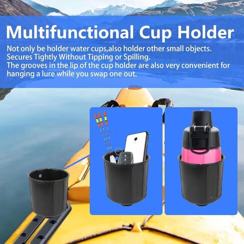حامل أكواب الكاياك متعدد الوظائف، تثبيت على مسار الكاياك، حامل مشروبات مسار الكاياك، حامل زجاجة مياه الكاياك، ملحقات مسار الكاياك لصيد الأسماك والتجديف in Kuwait