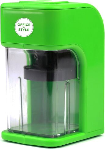 مبراة أقلام إلكترونية على طراز Office مع ميزة أمان التوقف التلقائي وحامل أقلام كبير للمنزل أو المكتب أو الفصل الدراسي - أخضر - من Office + Style، A-PS200G in Kuwait