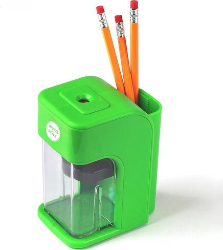 مبراة أقلام إلكترونية على طراز Office مع ميزة أمان التوقف التلقائي وحامل أقلام كبير للمنزل أو المكتب أو الفصل الدراسي - أخضر - من Office + Style، A-PS200G in Kuwait