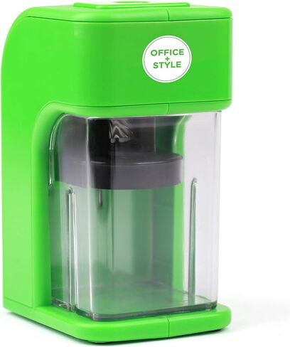 مبراة أقلام إلكترونية على طراز Office مع ميزة أمان التوقف التلقائي وحامل أقلام كبير للمنزل أو المكتب أو الفصل الدراسي - أخضر - من Office + Style، A-PS200G in Kuwait