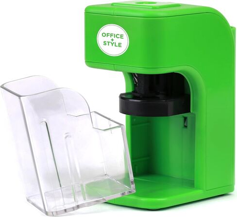 مبراة أقلام إلكترونية على طراز Office مع ميزة أمان التوقف التلقائي وحامل أقلام كبير للمنزل أو المكتب أو الفصل الدراسي - أخضر - من Office + Style، A-PS200G in Kuwait