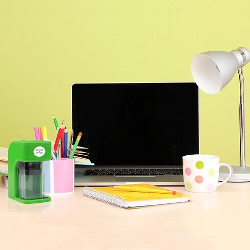 مبراة أقلام إلكترونية على طراز Office مع ميزة أمان التوقف التلقائي وحامل أقلام كبير للمنزل أو المكتب أو الفصل الدراسي - أخضر - من Office + Style، A-PS200G in Kuwait