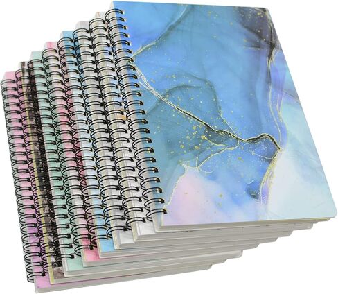 Yansanido Spiral Notebook, 8 Pcs A5 Marble Design Thick Hardcover 7mm College Ruled 80 Sheets -160 Pages Journals for Study and Notes (8 Style A5) in Kuwait