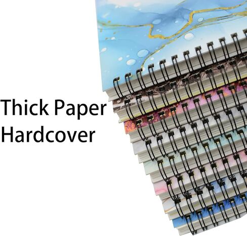 Yansanido Spiral Notebook, 8 Pcs A5 Marble Design Thick Hardcover 7mm College Ruled 80 Sheets -160 Pages Journals for Study and Notes (8 Style A5) in Kuwait