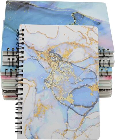 Yansanido Spiral Notebook, 8 Pcs A5 Marble Design Thick Hardcover 7mm College Ruled 80 Sheets -160 Pages Journals for Study and Notes (8 Style A5) in Kuwait