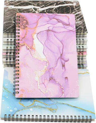 Yansanido Spiral Notebook, 8 Pcs A5 Marble Design Thick Hardcover 7mm College Ruled 80 Sheets -160 Pages Journals for Study and Notes (8 Style A5) in Kuwait