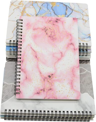 Yansanido Spiral Notebook, 8 Pcs A5 Marble Design Thick Hardcover 7mm College Ruled 80 Sheets -160 Pages Journals for Study and Notes (8 Style A5) in Kuwait
