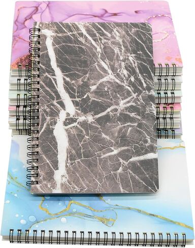 Yansanido Spiral Notebook, 8 Pcs A5 Marble Design Thick Hardcover 7mm College Ruled 80 Sheets -160 Pages Journals for Study and Notes (8 Style A5) in Kuwait