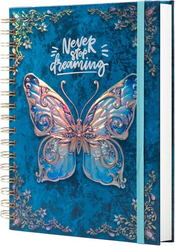 Spiral Notebook Journal-Journal for Women-College Ruled Journals for Writing-B5 3D Butterfly Embossed Hardcover Notebooks -192 Pages Lined Paper for School, Office, 9" X 6.9" in Saudi Arabia