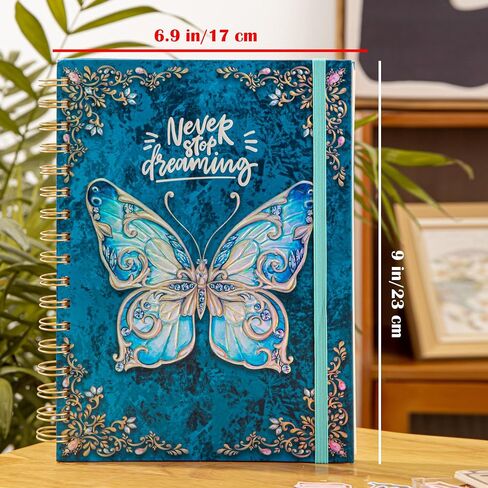 Spiral Notebook Journal-Journal for Women-College Ruled Journals for Writing-B5 3D Butterfly Embossed Hardcover Notebooks -192 Pages Lined Paper for School, Office, 9" X 6.9" in Saudi Arabia