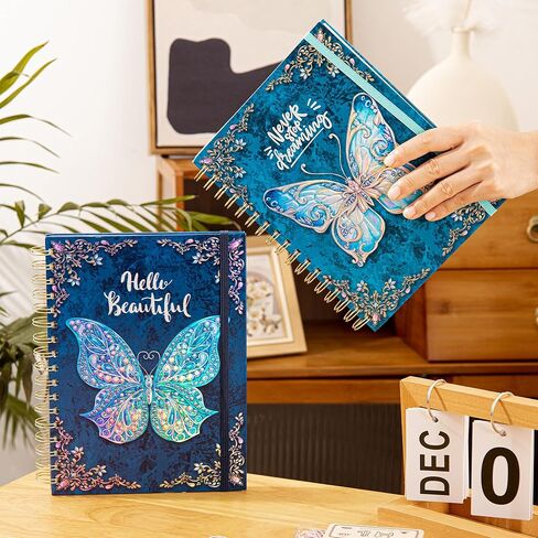 Spiral Notebook Journal-Journal for Women-College Ruled Journals for Writing-B5 3D Butterfly Embossed Hardcover Notebooks -192 Pages Lined Paper for School, Office, 9" X 6.9" in Saudi Arabia