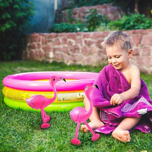 Set of 4 Inflatable Palm Trees and Beach Inflatable Pink Flamingo for Hawaiian Pool Summer Luau Party Decoration in Saudi Arabia