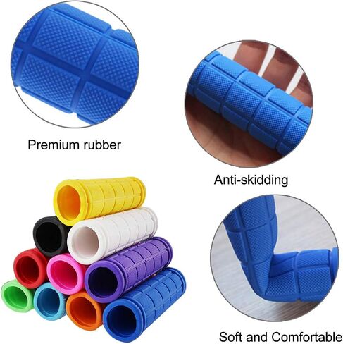 PLATT Kids Bicycle Handle Bar Grips 2 Pairs Colorful Rubber Mushroom Grips with Ribbons Streamers for Balance Bikes, Scooters, and Childrens BMX Bicycle Handlebars in Saudi Arabia