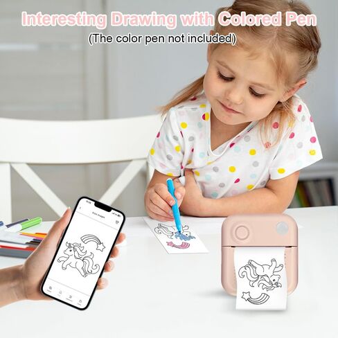 Mini Printer,Thermal Printers Sticker Maker with 3 Rolls Paper,Portable Wireless Bluetooth Inkless Printer, Recharge Pocket Label Maker, Small Printer for Scrapbook Supplies,Photo, Pink in Saudi Arabia