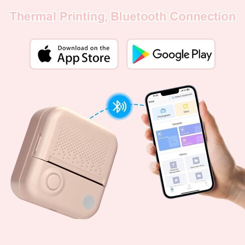 Mini Printer,Thermal Printers Sticker Maker with 3 Rolls Paper,Portable Wireless Bluetooth Inkless Printer, Recharge Pocket Label Maker, Small Printer for Scrapbook Supplies,Photo, Pink in Saudi Arabia