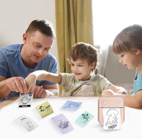 Mini Printer,Thermal Printers Sticker Maker with 3 Rolls Paper,Portable Wireless Bluetooth Inkless Printer, Recharge Pocket Label Maker, Small Printer for Scrapbook Supplies,Photo, Pink in Saudi Arabia