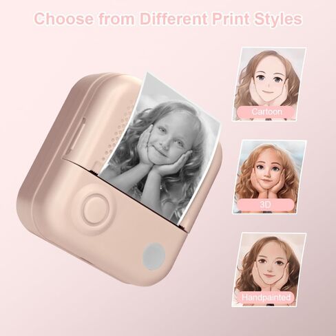 Mini Printer,Thermal Printers Sticker Maker with 3 Rolls Paper,Portable Wireless Bluetooth Inkless Printer, Recharge Pocket Label Maker, Small Printer for Scrapbook Supplies,Photo, Pink in Saudi Arabia