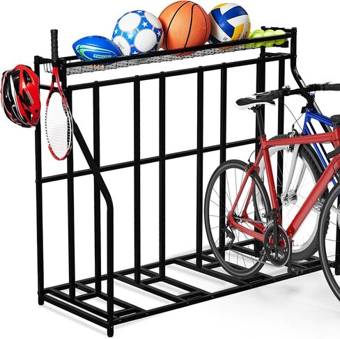 Yes4All 4-Bike Stand, Bike Storage Rack, Bicycle Floor Rack for Garage Organizer, Indoor Sporting Gear Storage Station in Saudi Arabia