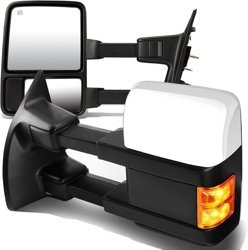 DNA Motoring TWM-027-T666-BK-AM-L Manual Telescopic Foldable Towing Mirror W/Turn Signal Compatible With 08-16 F250 / F350 / F450 / F550 Super Duty, Left Side in Kuwait