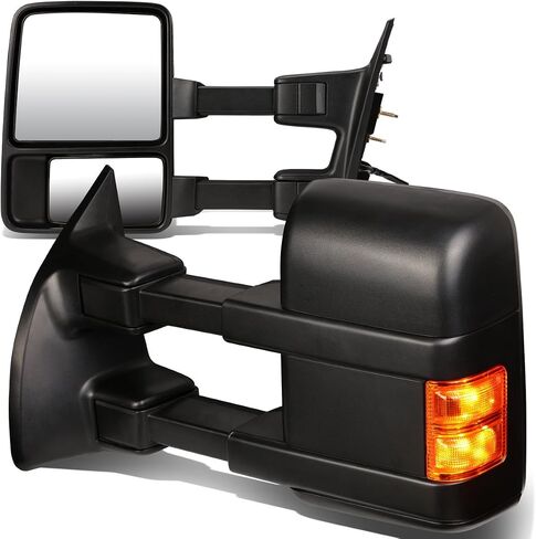 DNA Motoring TWM-027-T666-BK-AM-L Manual Telescopic Foldable Towing Mirror W/Turn Signal Compatible With 08-16 F250 / F350 / F450 / F550 Super Duty, Left Side in Kuwait