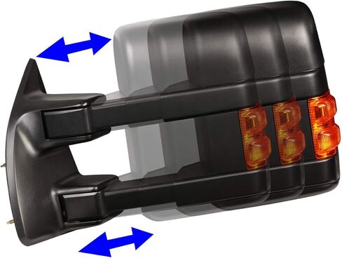 DNA Motoring TWM-027-T666-BK-AM-L Manual Telescopic Foldable Towing Mirror W/Turn Signal Compatible With 08-16 F250 / F350 / F450 / F550 Super Duty, Left Side in Kuwait