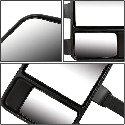 DNA Motoring TWM-027-T666-BK-AM-L Manual Telescopic Foldable Towing Mirror W/Turn Signal Compatible With 08-16 F250 / F350 / F450 / F550 Super Duty, Left Side in Kuwait