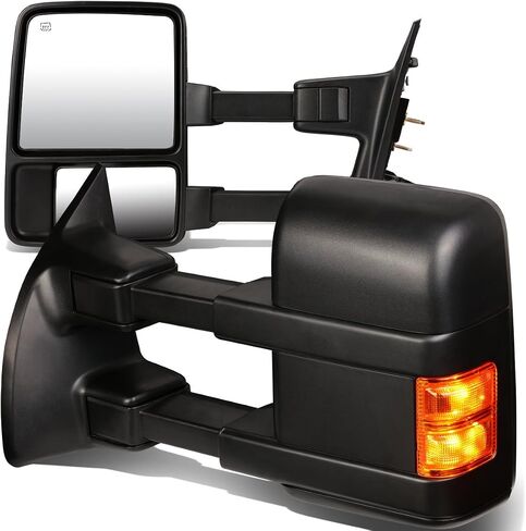 DNA Motoring TWM-027-T666-BK-AM-L Manual Telescopic Foldable Towing Mirror W/Turn Signal Compatible With 08-16 F250 / F350 / F450 / F550 Super Duty, Left Side in Kuwait