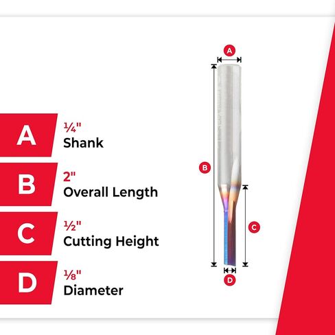 أداة Amana Tool 43500-K SC Spektra Extreme Tool مغلفة بالحياة قطع بلاستيك مفرد O الناي 1/8 D x 1/2 CH x 1/4 SHK x 2 بوصة لقمة توجيه طويلة in Saudi Arabia