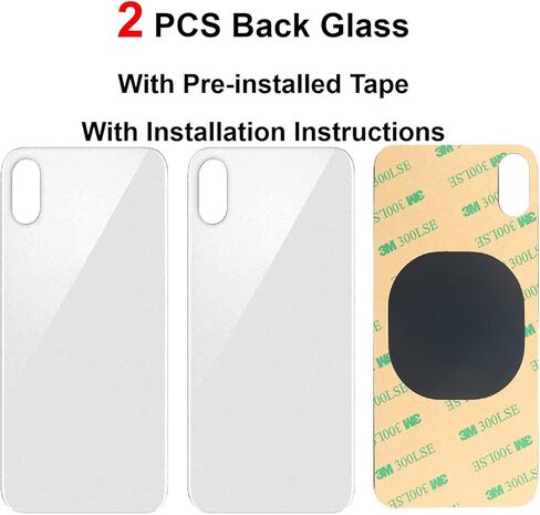 2 PCS Back Glass Replacement for iPhone Xs Max Back Cover Glass (6.5 Inch) with Pre-Installed Tape and Repair Tools (Gold) in Saudi Arabia