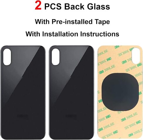2 PCS Back Glass Replacement for iPhone Xs Max Back Cover Glass (6.5 Inch) with Pre-Installed Tape and Repair Tools (Gold) in Saudi Arabia