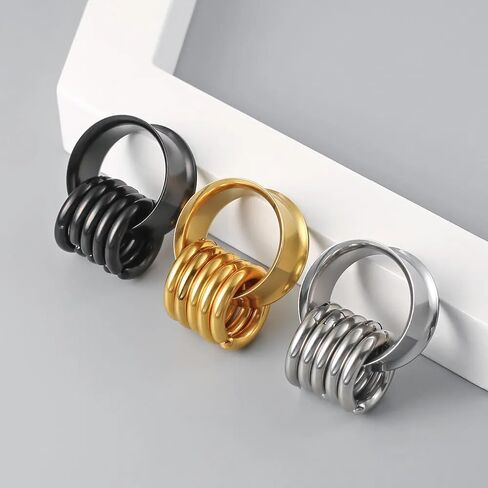 LADEMAYH 2 قطعة مع حلقات وسدادات الأذن ومقاييس الأنفاق للنساء والرجال - مزدوجة متوهجة من الفولاذ المقاوم للصدأ 316L أقراط ممتدة للأذن مجوهرات ثقب الجسم فضية 19 مم = 3/4 بوصة in Kuwait