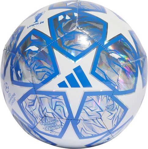 كرة أديداس UEFA Champions League Training Foil Ball IN9326، للجنسين، كرة قدم، فضي معدني/أبيض/أزرق متوهج، 5 in Saudi Arabia