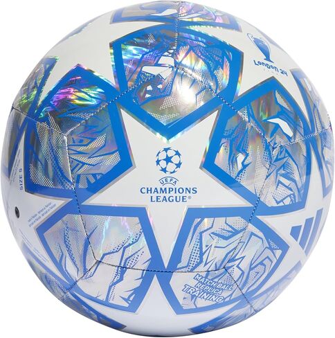 كرة أديداس UEFA Champions League Training Foil Ball IN9326، للجنسين، كرة قدم، فضي معدني/أبيض/أزرق متوهج، 5 in Saudi Arabia