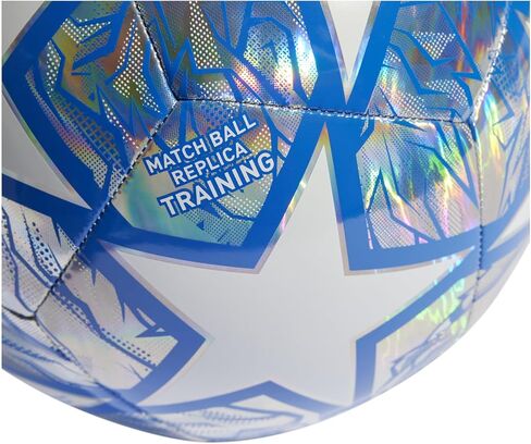 كرة أديداس UEFA Champions League Training Foil Ball IN9326، للجنسين، كرة قدم، فضي معدني/أبيض/أزرق متوهج، 5 in Saudi Arabia