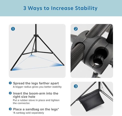 LimoStudio Photo Studio بطول 92 بوصة، حامل ذراع عاكس للإضاءة، حامل عاكس، ذراع بوم، حامل خفيف، حقيبة رمل، مشبك محول يربط ذراع الذراع بالوقوف، AGG812 in Kuwait