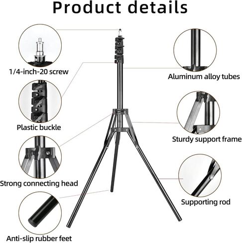 YELANGU Lightweight Travel Light Stand for Photography: Portable 6ft Reverse Folding Tripod, Perfect for Camera Flash, Ringlight, Photo Reflector, Umbrella, and Studio Video Lighting in Kuwait