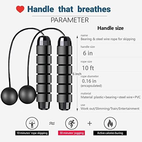 Weighted Jump Rope, Cordless Jump Rope Tangle-Free Ball High-Speed Bearing Weighted Skip Rope Foam Handle Ropeless or Corded Fit Fat Burning Aerobic Endurance Training for Men Women Kids-Red Blue Black in Saudi Arabia