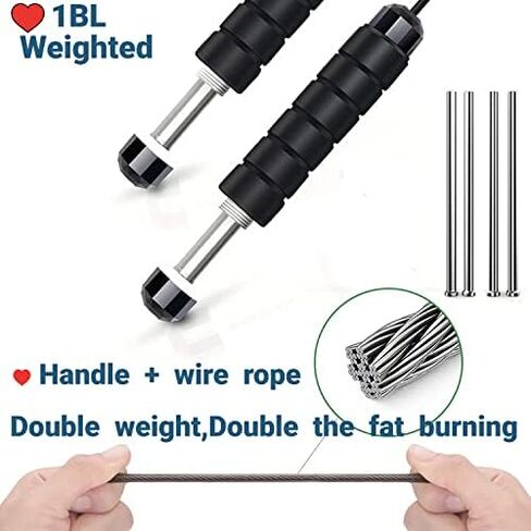 Weighted Jump Rope, Cordless Jump Rope Tangle-Free Ball High-Speed Bearing Weighted Skip Rope Foam Handle Ropeless or Corded Fit Fat Burning Aerobic Endurance Training for Men Women Kids-Red Blue Black in Saudi Arabia
