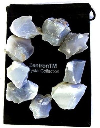 مجموعة Zentron Crystal: حقيبة مخملية بأحجار العقيق الرمادية الخام الطبيعية بوزن 1/2 رطل in Saudi Arabia