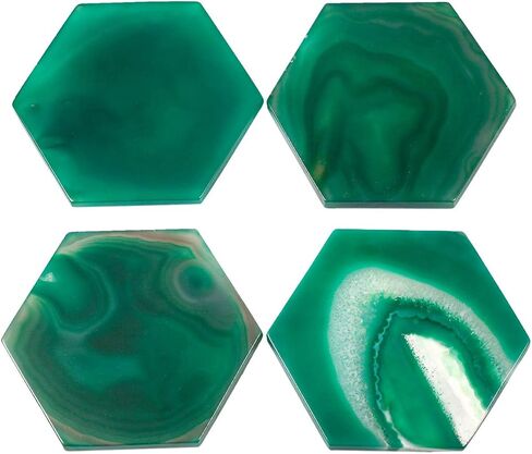 TUMBEELLUWA Polished Agate Slices Stone Slab Place Cards Healing Crystal Geode Home Decoration Pack of 2,Hexagonal,Blue in Saudi Arabia
