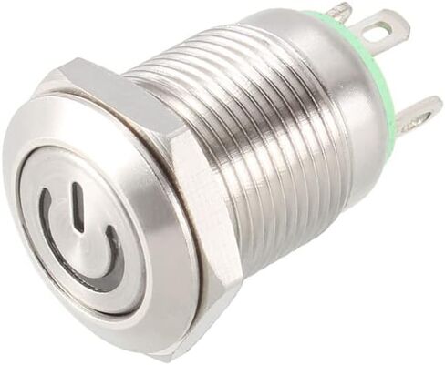 uxcell Momentary Metal Push Button Switch Flat Head 12mm Mounting Dia 1NO 3-6V Green LED Light in Saudi Arabia