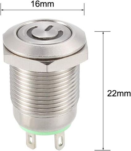uxcell Momentary Metal Push Button Switch Flat Head 12mm Mounting Dia 1NO 3-6V Green LED Light in Saudi Arabia