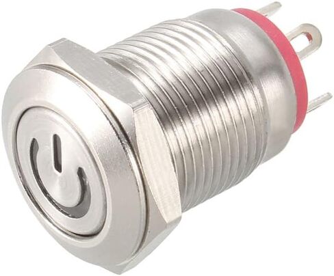 uxcell Momentary Metal Push Button Switch Flat Head 12mm Mounting Dia 1NO 3-6V Green LED Light in Saudi Arabia