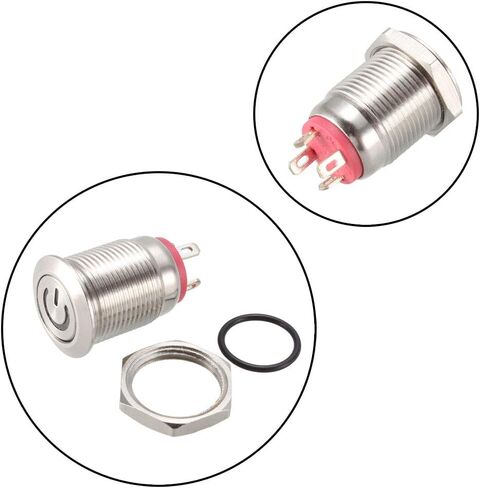 uxcell Momentary Metal Push Button Switch Flat Head 12mm Mounting Dia 1NO 3-6V Green LED Light in Saudi Arabia