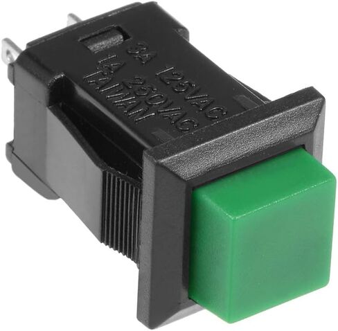 uxcell 5pcs 12mm Latching Type Mini Push Button Switch Green Button SPST NO in Saudi Arabia