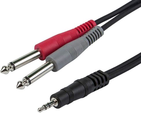 Monoprice 1/8-Inch TRS Male to Dual 1/4-Inch TS Male Cable - 5 Feet - Black, 28AWG, Connect Your Mobile Devices To Pro Audio Gear in Saudi Arabia