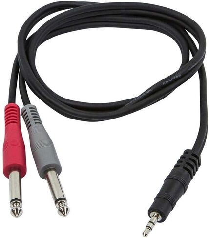 Monoprice 1/8-Inch TRS Male to Dual 1/4-Inch TS Male Cable - 5 Feet - Black, 28AWG, Connect Your Mobile Devices To Pro Audio Gear in Saudi Arabia
