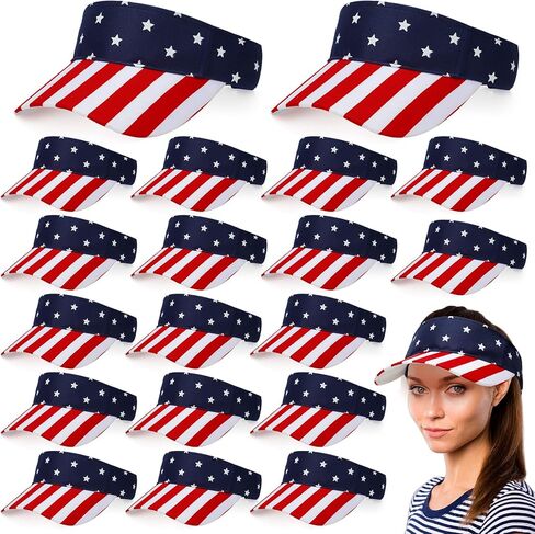 24 قطعة من القبعات الوطنية للنساء بالجملة قبعات الرابع من يوليو، قبعات العلم الأمريكي، قبعة واقية من الشمس، قبعات عيد الاستقلال، خطوط ونجوم، قناع من نسيج قطني طويل لأنشطة يوم الذكرى للاحتفال بالاستقلال in Kuwait