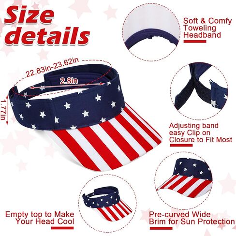 24 قطعة من القبعات الوطنية للنساء بالجملة قبعات الرابع من يوليو، قبعات العلم الأمريكي، قبعة واقية من الشمس، قبعات عيد الاستقلال، خطوط ونجوم، قناع من نسيج قطني طويل لأنشطة يوم الذكرى للاحتفال بالاستقلال in Kuwait